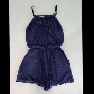 Blue cotton romper